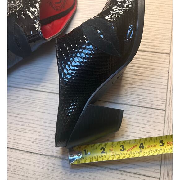 NWB Lucchese women's patent leather croc embossed mule slides w/ 3" heel. Sz 7.5 - Picture 5 of 11